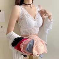 Soutien-gorge en dentelle pour femmes, col en V profond, Lingerie Sexy, sans fil, débardeur, sous-vêtements féminins, dos en V, Bralette rembourrée, Camisole 2