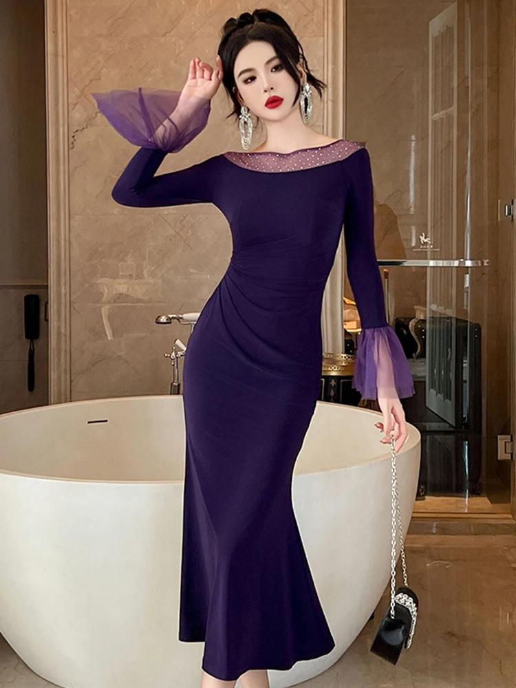 

Новое модное женское длинное эластичное вечернее платье, женская одежда, элегантное шикарное прозрачное сексуальное облегающее платье, женское платье, платья, праздничные