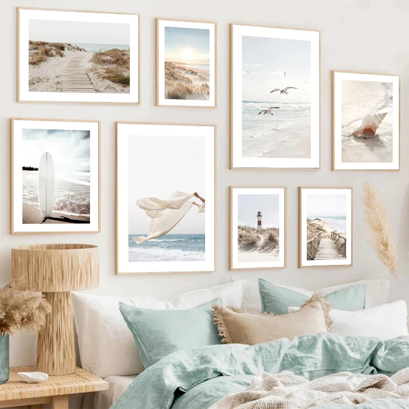 Tropical Blue Sea and White Sand Beach Canvas Wall Art