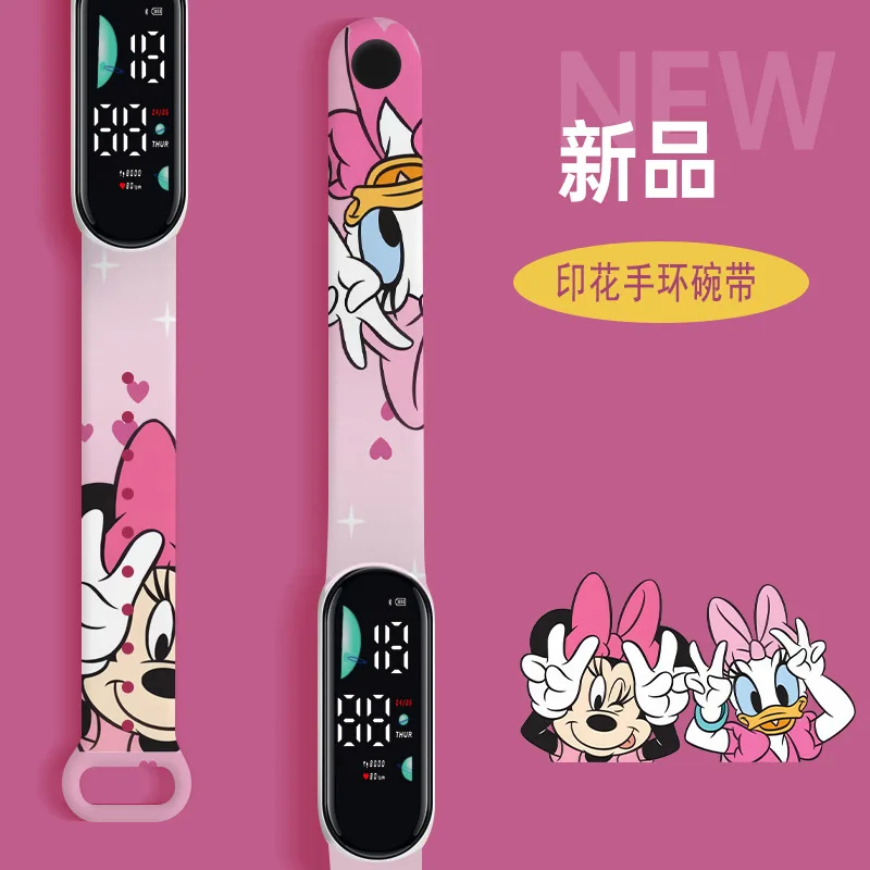 Mickey Minnie Cartoon Kids Watch Disney Series Anime figure Print Waterproof Electronic Sports Watch boys girls birthday gifts 3