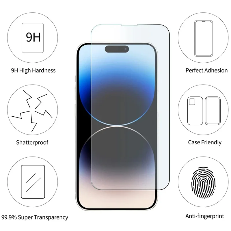 Premium 5-Pack Glass Screen Protector Phone Case with Cover Accessories