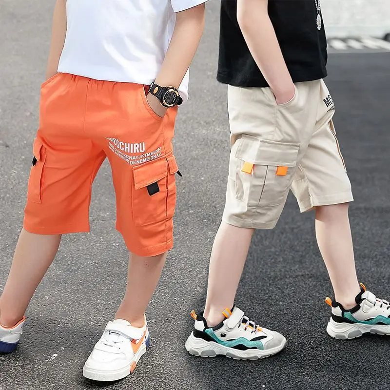 

Baby Boys Shorts Casual Solid Colors Elastic Waist Boy Pants Summer Calf Length Kids Trousers Soft Pants Children Clothes