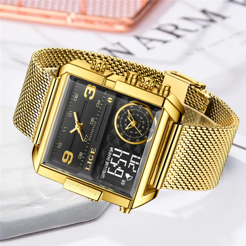 LIGE Casual Women Watches Top Brand Luxury Gold Ladies Watch Stainless Steel Band Classic Bracelet Female Clock Relogio Feminino