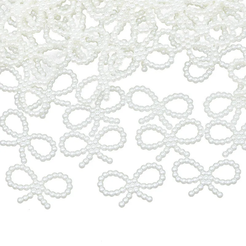 (100 Pieces/pack) 17*29Mm Imitation Pearl Butterfly Jewelry Accessories Resin Hollow Bow Party Decorations Home Hair Clip DIY