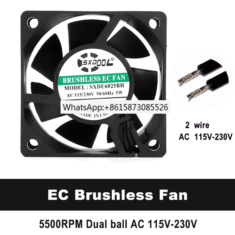 

SXDOOL EC Fan Dual Ball 60mm 70mm 80mm 90mm 120mm EC Brushless Fan 110V 115V 120V 220V 240V Axial Fan 6025 8025 9225 12025 12038