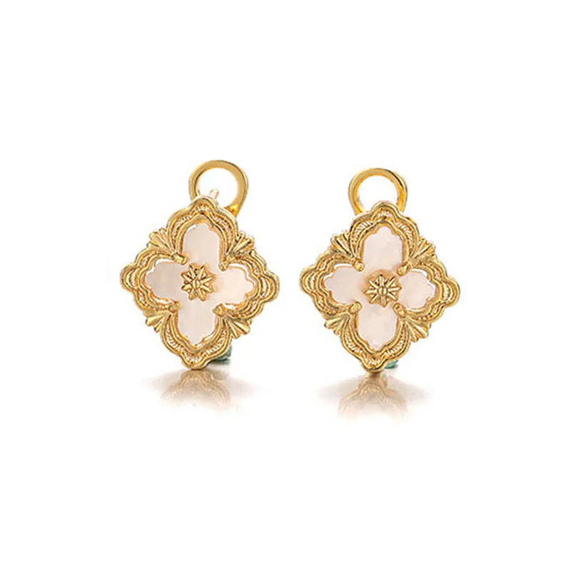 

White Sea Vintage Bracelets Gold Plated Multi Color Clover Ear Piercing Clip for Women Wedding Party