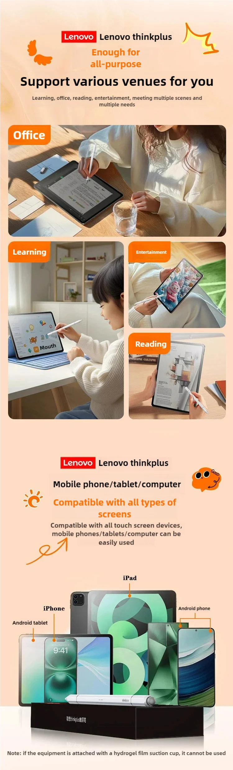Universal Touchscreen Stylus Pen with Three Interchangeable Tips