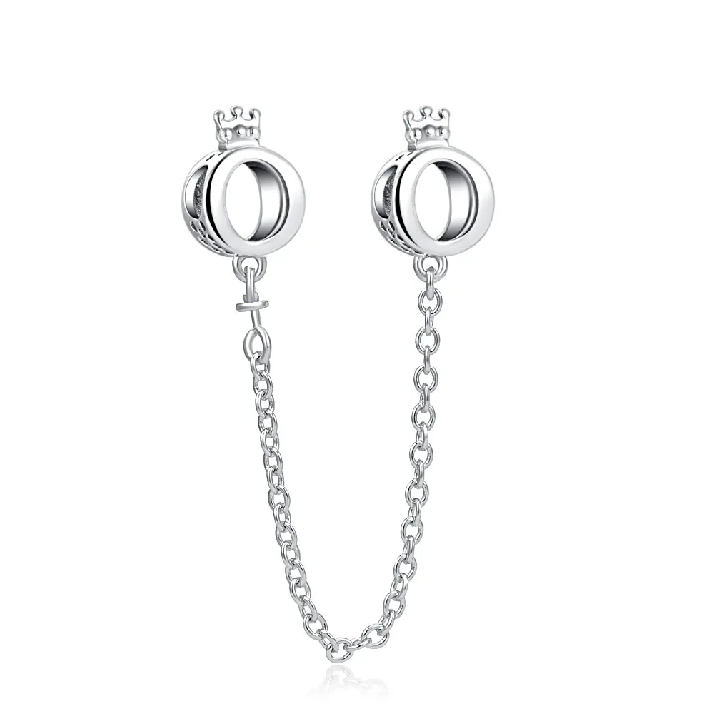 Cadena de seguridad con forma de guisante para mujer, abalorio de plata 925 brillante y transparente, compatible con pulsera Pandora Original, joyería artesanal