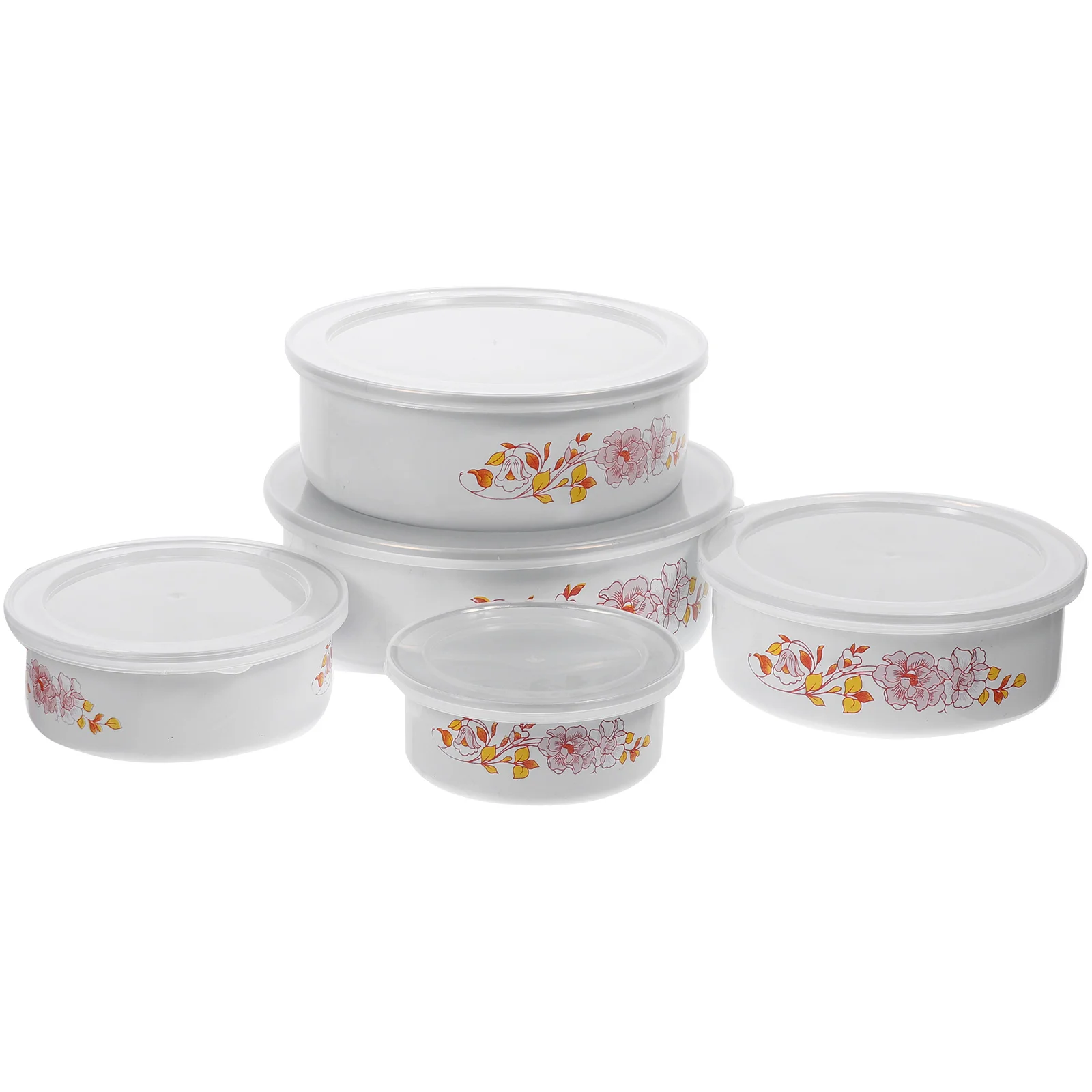 

Enamel Bowls Lids 5Pcs Nesting Storage Bowls Vintage Pasta Noodles Bowl Salad Mixing Bowl Prep Bowls Refrigerator Preservation