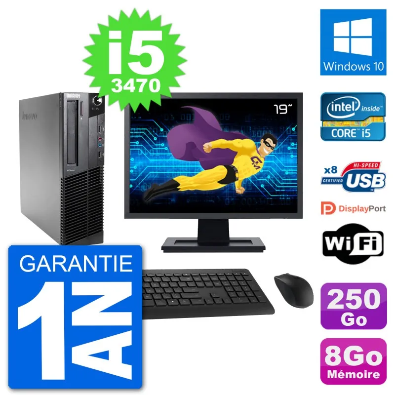 PC Lenovo M92p SFF screen 19 &quotIntel i5-3470 RAM 8go disc 250Go Windows 10 Wifi | Компьютеры и офис