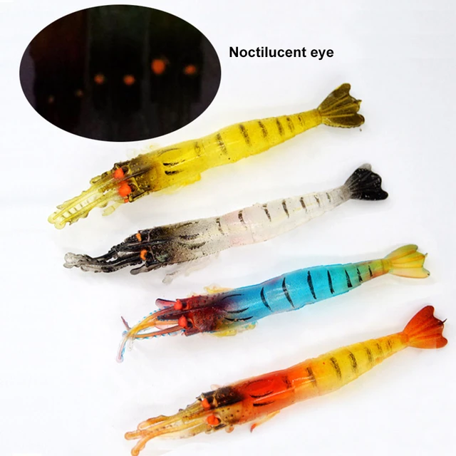 Loogdeel 5PCS 9cm/3.8g Shrimp Soft Bait Fishing Lure Simulation Grass  Groove With Hook Luminous Eye Artificial Lures - AliExpress