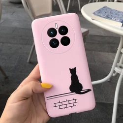 Cute Cartoon Soft Silicone Phone Case with Matte Finish and Bumper Protection for Huawei Mate 50 (Pink 1016)