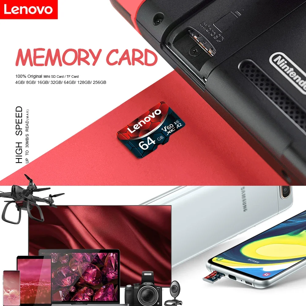 thumbnail image 5 of Tarjeta Micro SD Lenovo de 2 TB y 1 TB, tarjeta de memoria de alta velocidad de 128 GB, tarjetas Mini SD V60 de 256 GB, tarjeta Flash TF UHS-1 de 512 GB para Nintendo Switch, 5 of 5