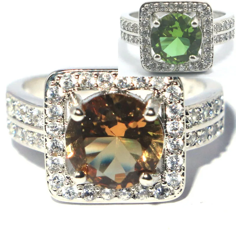 13X13Mm Pretty 4.5G Che Cambia Colore Zultanite White Cz Women Dating Silver Ring Daily Wear