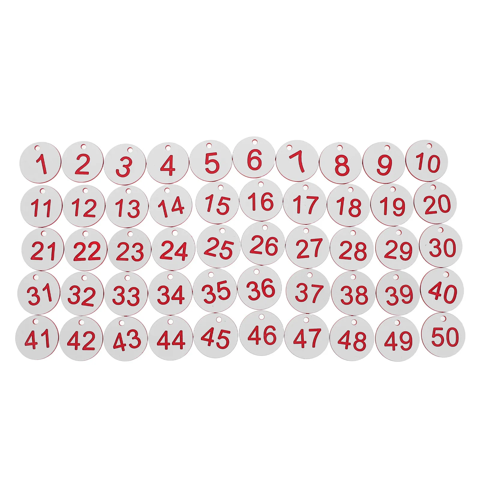 50Pcs 스마트 번호 태그 원형 플라스틱 식별 태그 레스토랑 테이블 마커용 번호가 매겨진 구멍 라벨 스파 코트룸 사물함