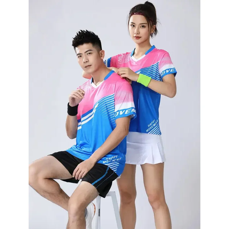 Couple Badminton Suit Set Men's and Women's Short sleeved Quick Drying Jersey Training Competition Training Sports Team Kits