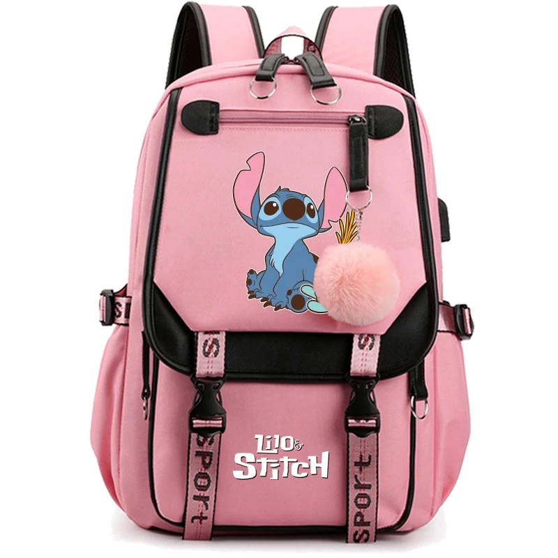 

Холщовый школьный ранец Disney для девочек-подростков, рюкзак для книг с рисунком Лило и ститча в стиле аниме, вместительный Подарочный рюкзак для ноутбука
