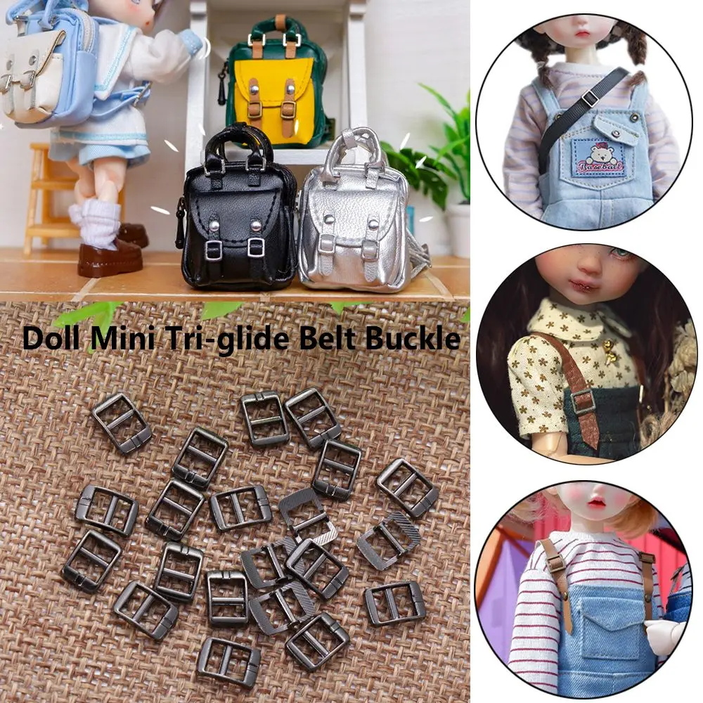 20pcs Newest 4mm Mini Ultra-small Tri-glide Belt Buckle Doll Bags Buckles Diy Doll Buttons Shoes Accessories