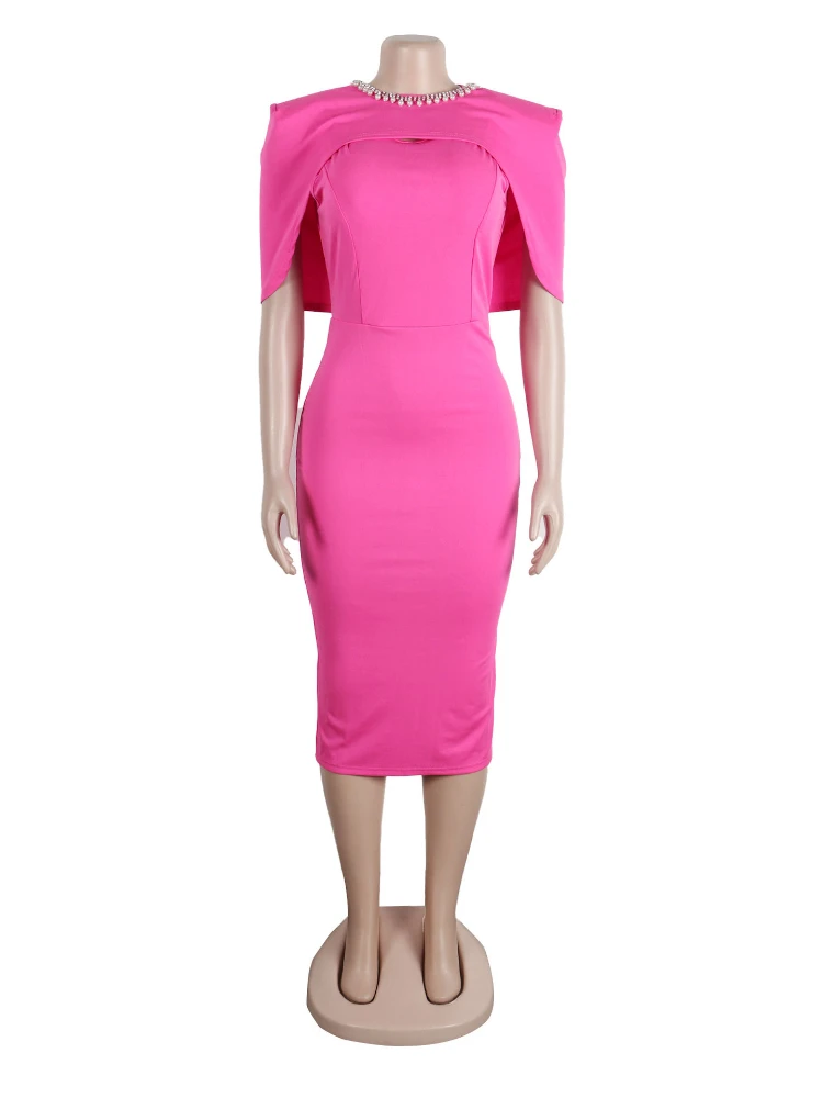 Vestito Donna ORANDESIGNE Tubino Corto - Poliestere, Aderente, Scollo A V, Manica Corta - Foto 2