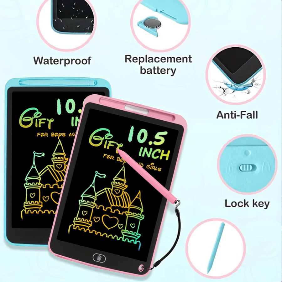 تابلت كتابة LCD مقاس 10.5 بوصة، وسادات رسم للأطفال...