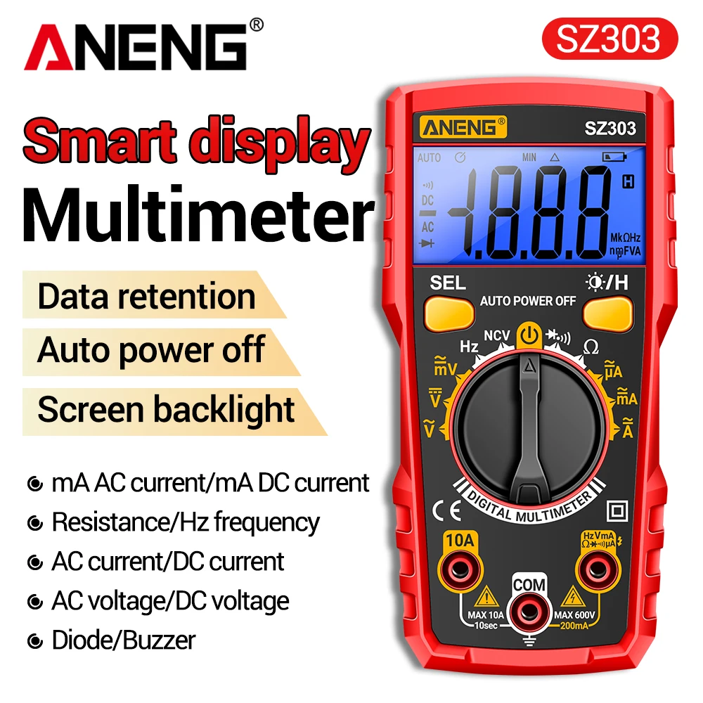 Smart Digital Multimeter Tester ANENG SZ303 AC/DC Voltage Current Detector