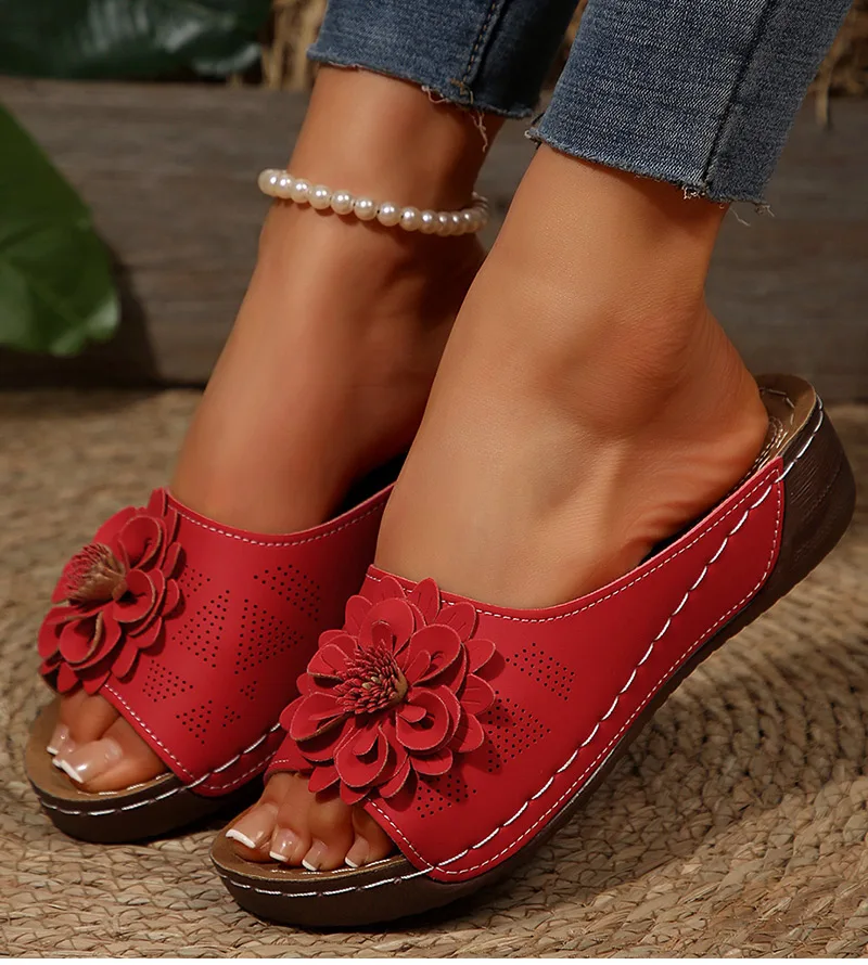 Damen-Sandalen, bequeme Absätze, Sandalen, Sommer 2022, neue Schuhe, Damenmode, Hausschuhe, Keilabsatz, Sommerschuhe, Damenschuhe – Detail 13