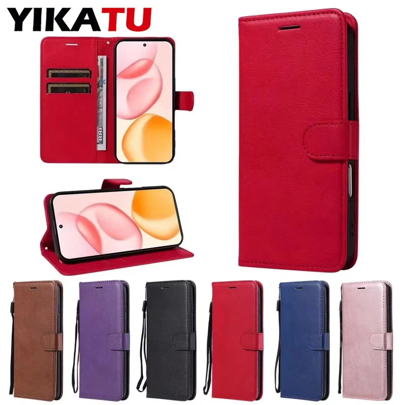 Magnetic Leather Flip Wallet Case with Card Stand