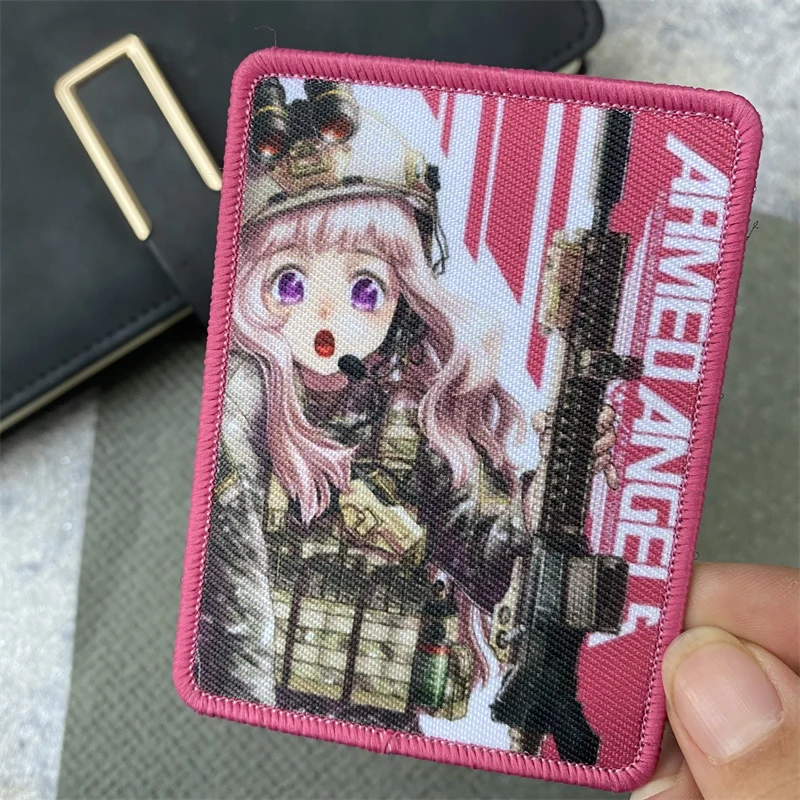 Anime Mädchen Gedruckt Moral Abzeichen Patch Mädchen Vorne Taktische Armband Haken und Schleife Militär Rucksack Hut Zubehör Aufkleber