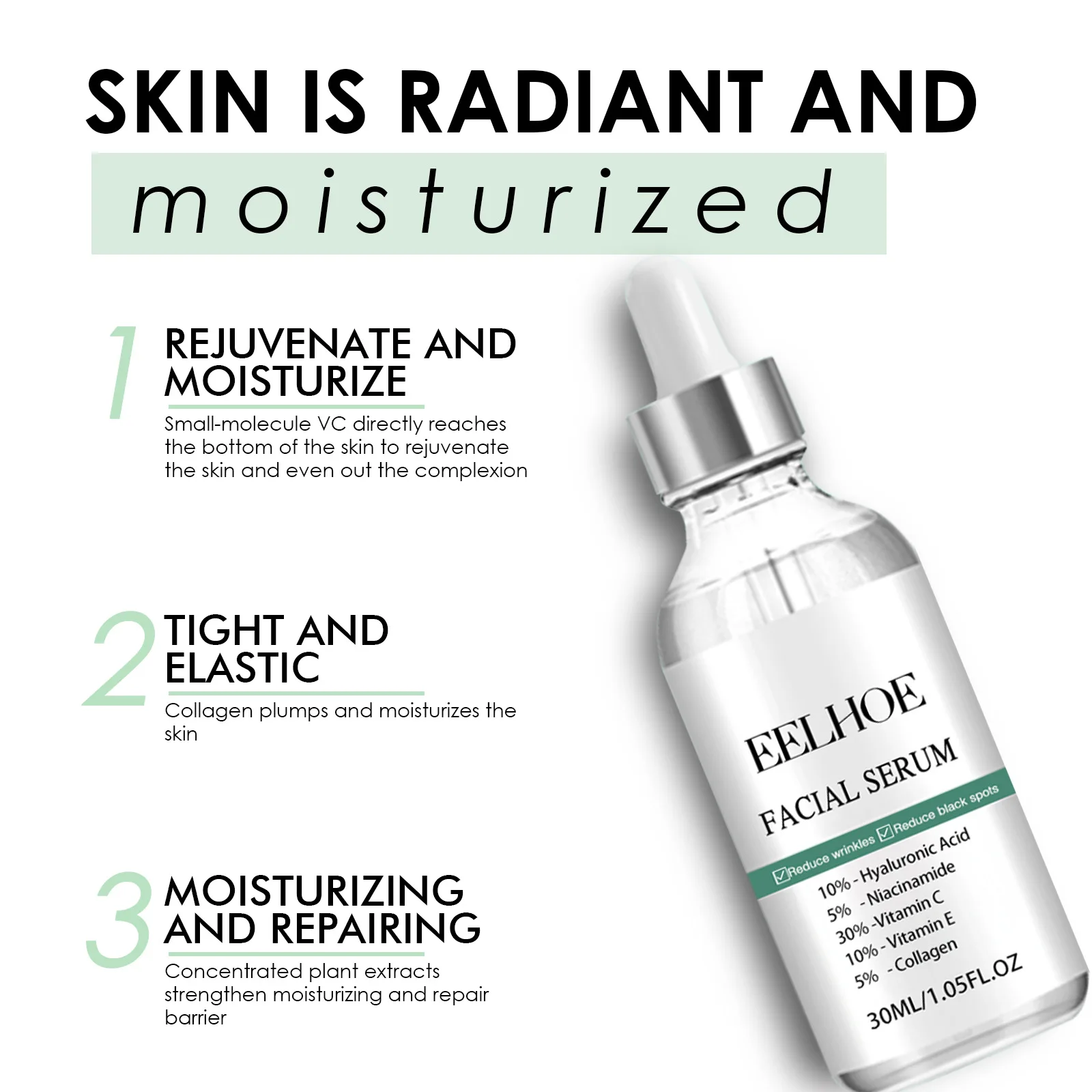 5 In 1 Wrinkle Remover Face Serum Anti Aging Lifting Sagging Skin Lighten Fine Lines Whiten Moisturize Hyaluronic Acid Essence 5
