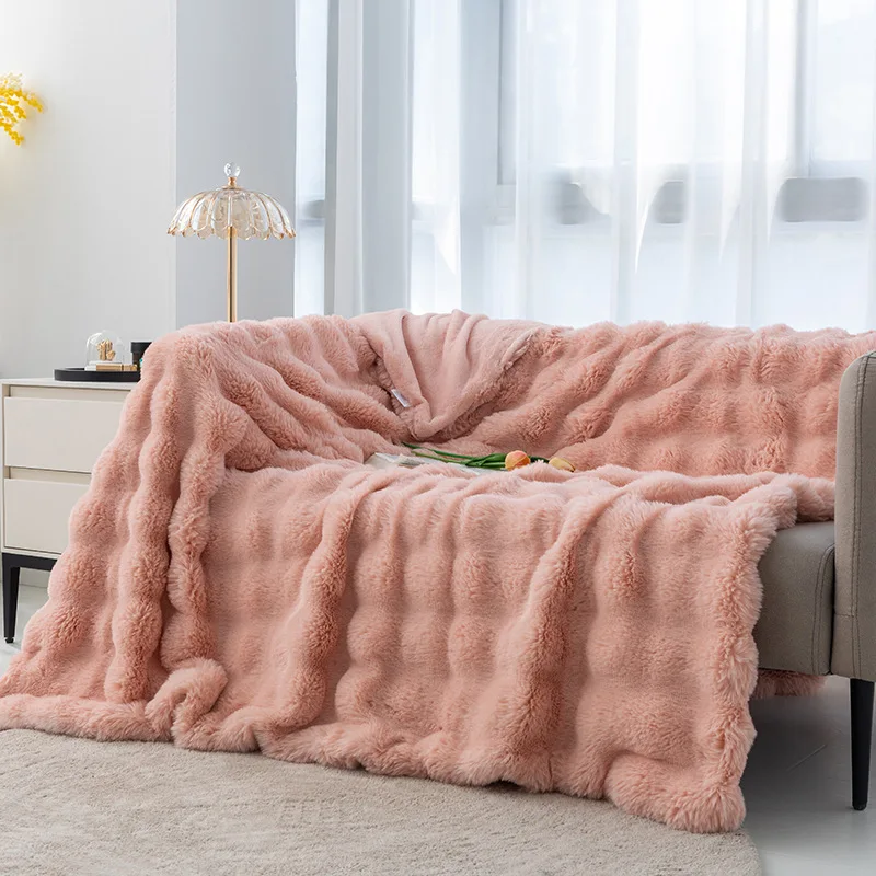 

100X160Cm Blanket for Winter Warm Soft Imitation Fur Comfortable Bed Office Car Travel High-End Thickness Blanket for Sofa New