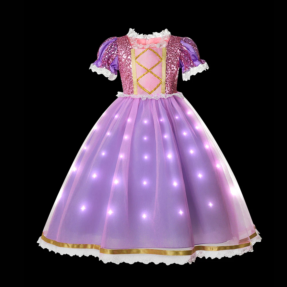 thumbnail image 1 of Disney-vestido de princesa con luz LED para niña, disfraz de Frozen, Elsa, Anna, Rapunzel, Carnaval, Halloween, graduación, Wish Asha, 1 of 5