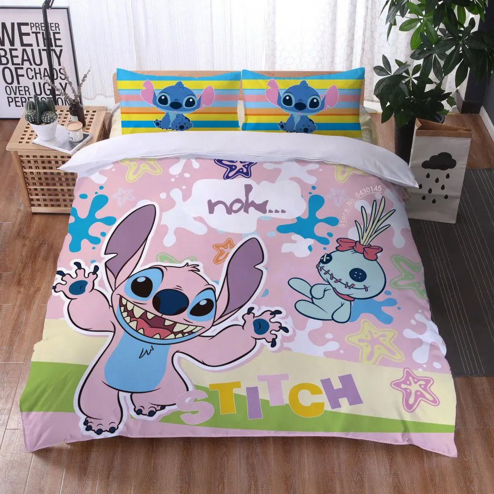 

Disney Stitch Bedding Set Duvet Cover Sets Cartoon Bedspread Single Twin Full Queen King Size Bedclothes Kids Boys Girl Gift