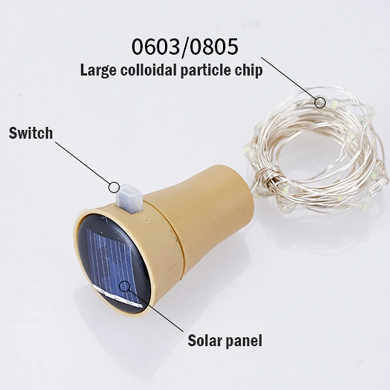 20 LED Garland Solar Wine Bottle Lights Solar Cork Fairy Lights Christmas Light