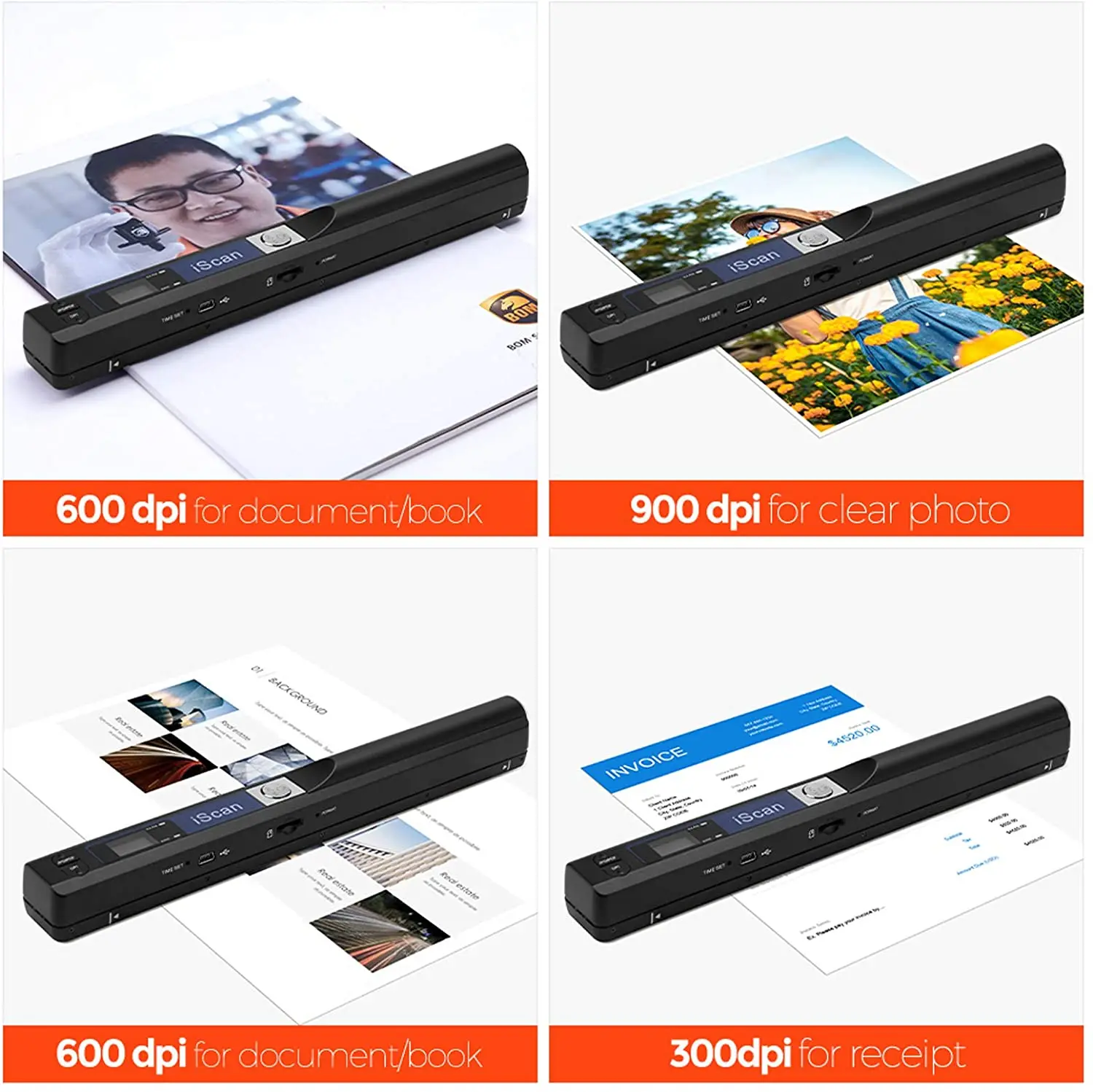 iScan Handheld Scanner A4 Document Fast HD 900DPI USB Wireless Scanner for Work Study Photo Receipts Scan JPG/PDF Word/Excel - 5