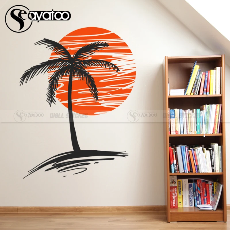 Palm Tree Wall Stickers Home Decor Plant Sun Vinyl Sticker Decal Bedroom  Living Room Decoration - AliExpress
