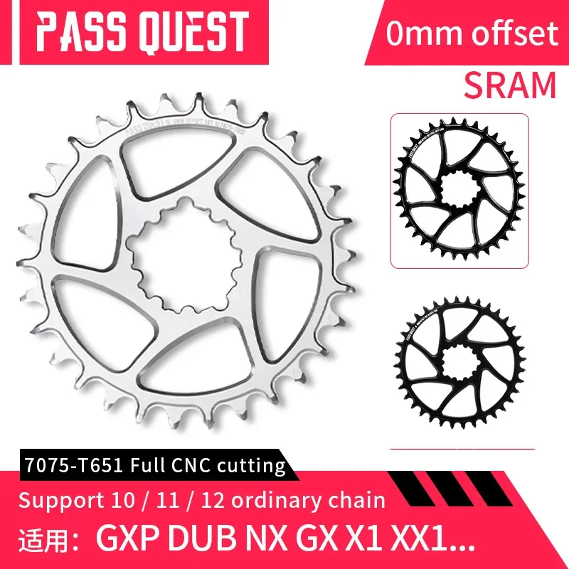 

PASS QUEST 0mm Offset GXP Chainring 28/30/32/34/36/38T Narrow Wide Chainring for SRAM GXP GX NX SX XX1 X0 X1 X01 X9 Eagle