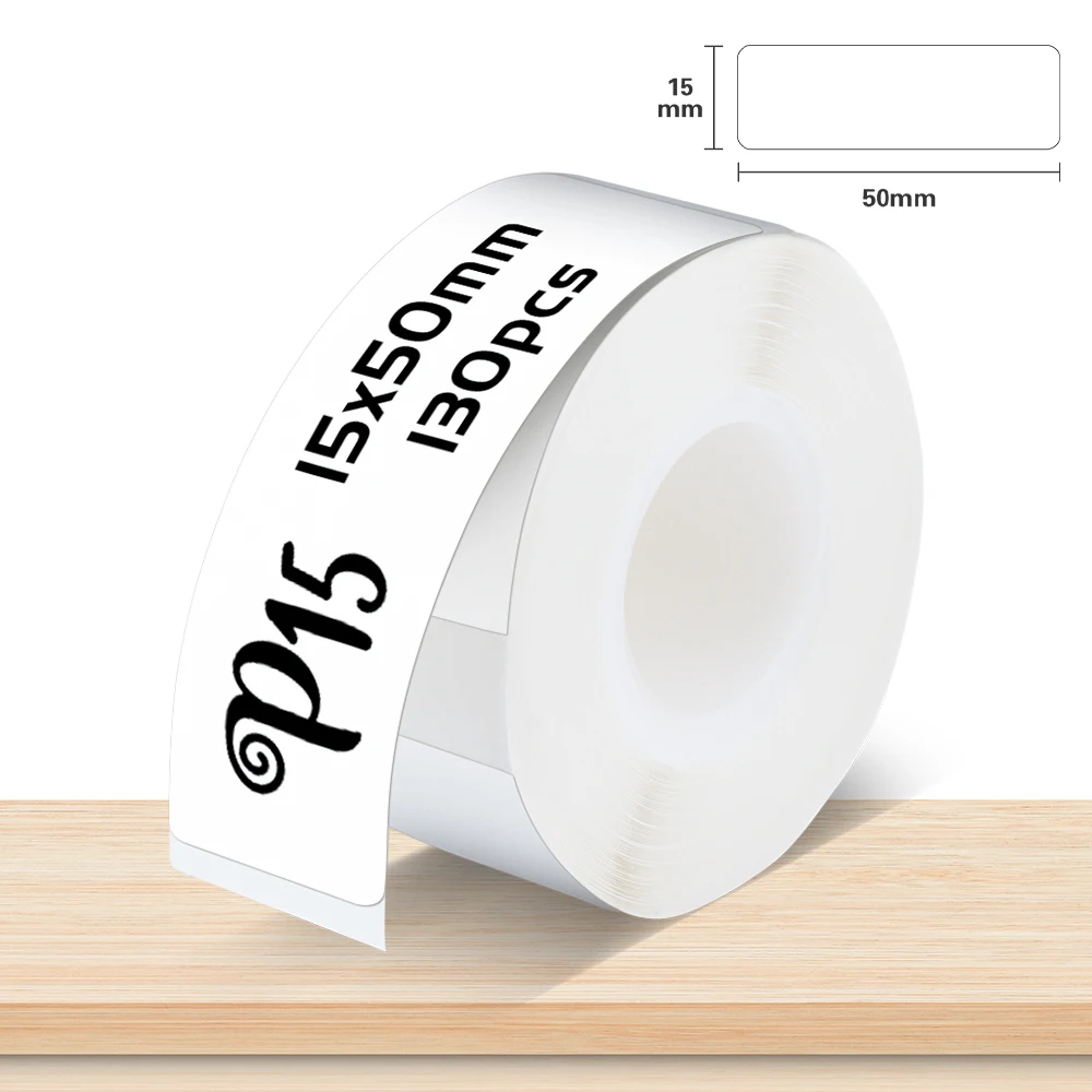 Pristar P15 ruban d'étiquettes 15mm * 50mm papier d'étiquettes thermique  auto-adhésif, Compatible avec l'imprimante d'étiquettes P15, blanc, 130  étiquettes/rouleau, 1 rouleau : : Fournitures de bureau