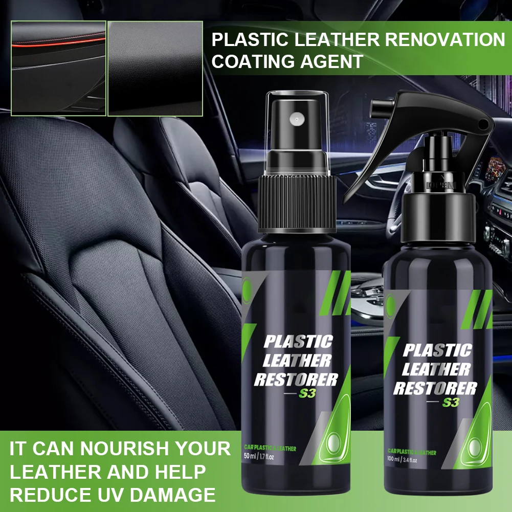 

100ml Plastic Renovator for Car Interior Spare Parts Seat Leather Liquid Wax Polish Plastic Restore Cleaner Spray Accessories