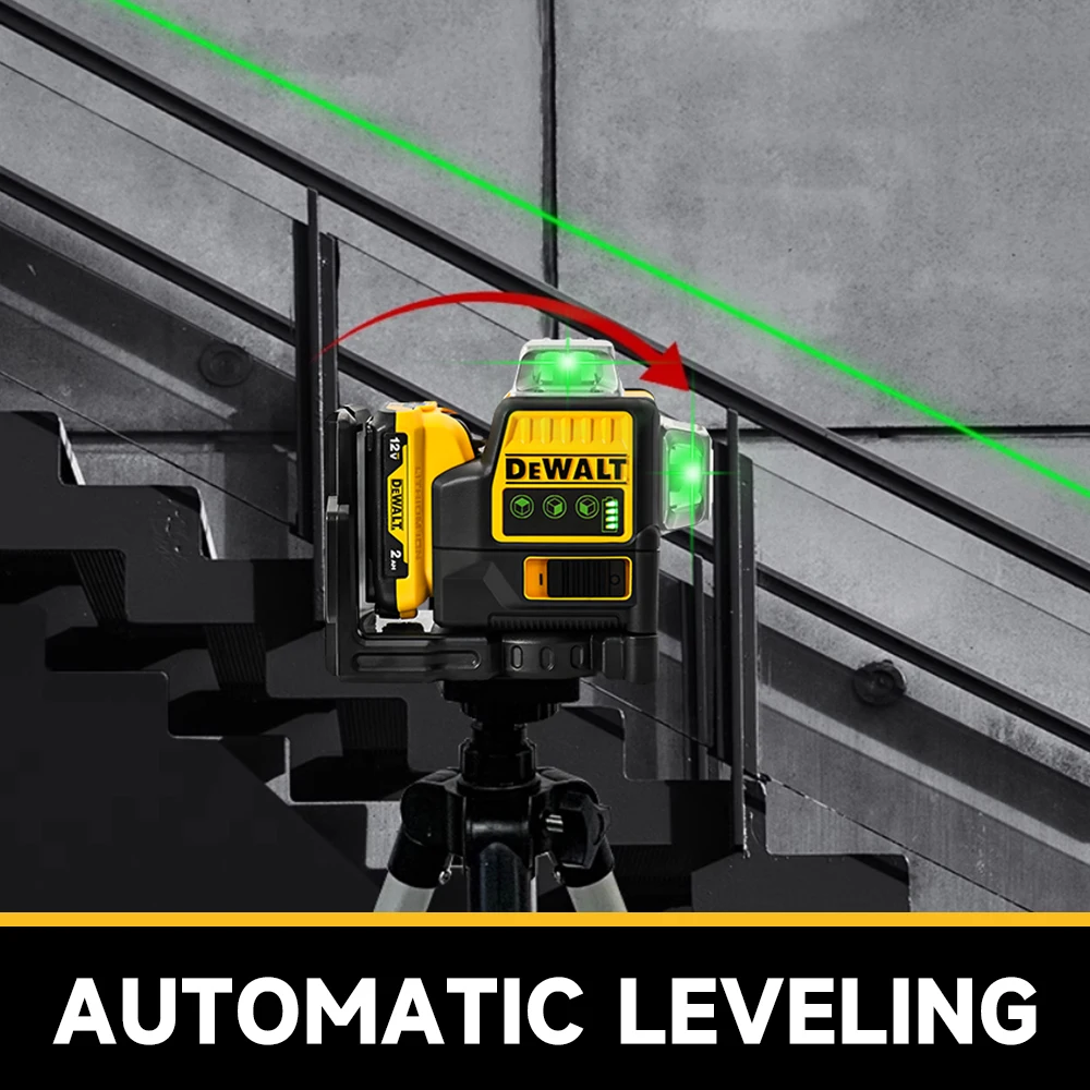 DEWALT DW089LG 3 Sides*360 Degree Laser Level Vertical 12 Lines Self-Leveling Horizontal And Vertical Cross Line Tools 3