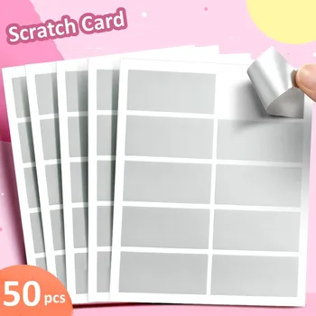 50pcs Reward Scratch Card Film Coated Stickers Scratch Off Labels Diy 'S Redemption Vouchers Scratched Stripe Card Film 1