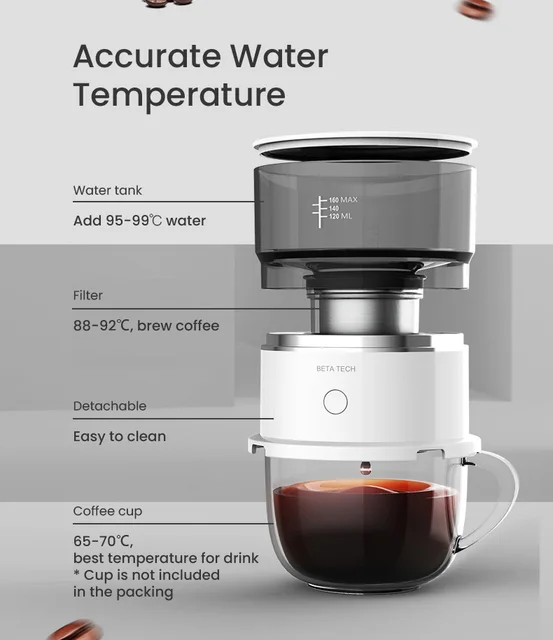 Portable Mini Coffee Maker Battery Powered Food Grade Material Fast Brewing  200ml Water Tank Travel Use Coffee Making Machine - AliExpress