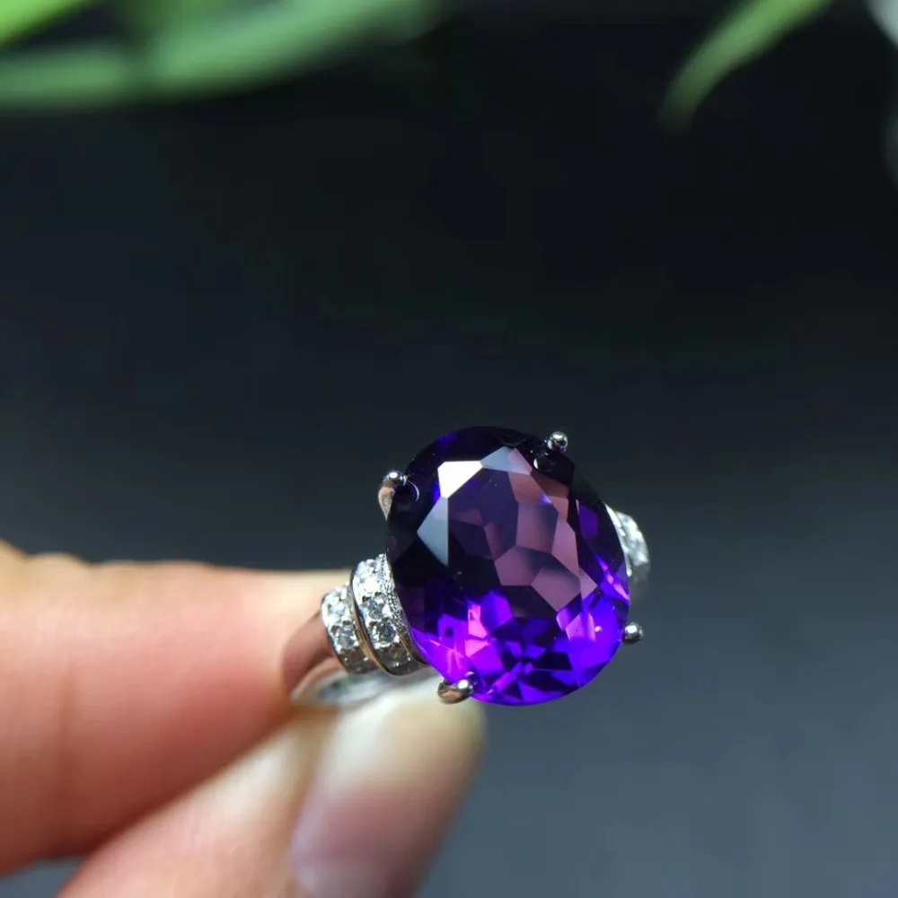 MeiBaPJ Natural Amethyst Gemstone Fashion Ellipse Simple Ring for Women Real 925 Sterling Silver Fine Charm Jewelry 5