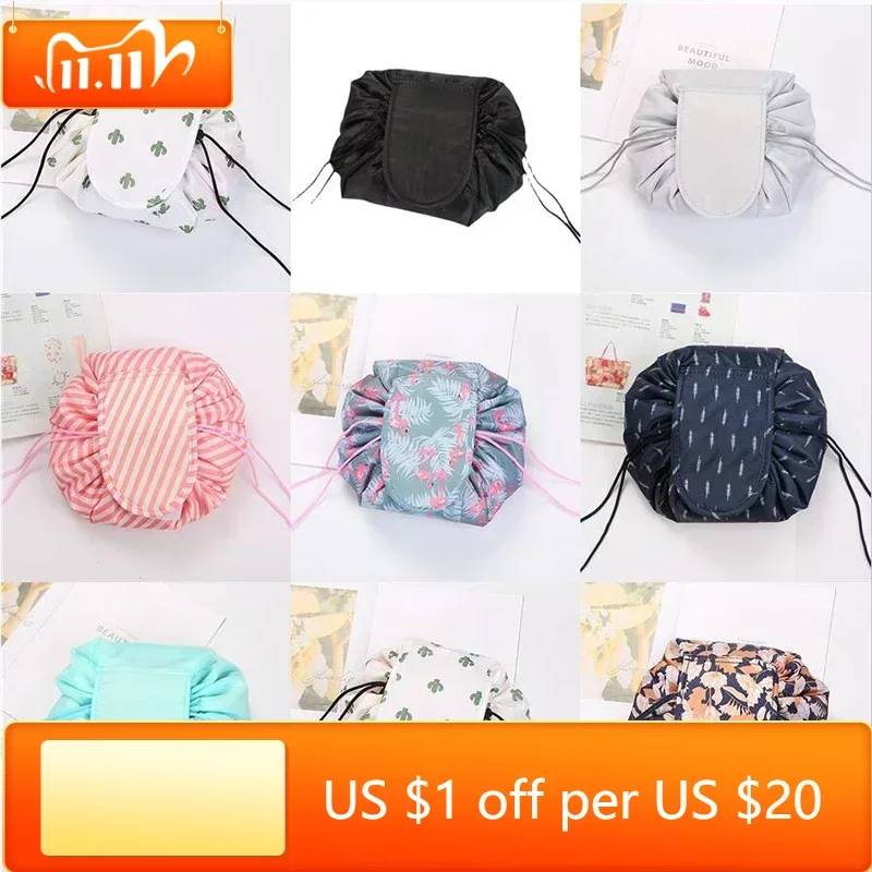 

Women Drawstring Cosmetic Bag Travel Storage Makeup Bag Organizer Female Make Up Pouch Portable Waterproof Toiletry Beauty Case