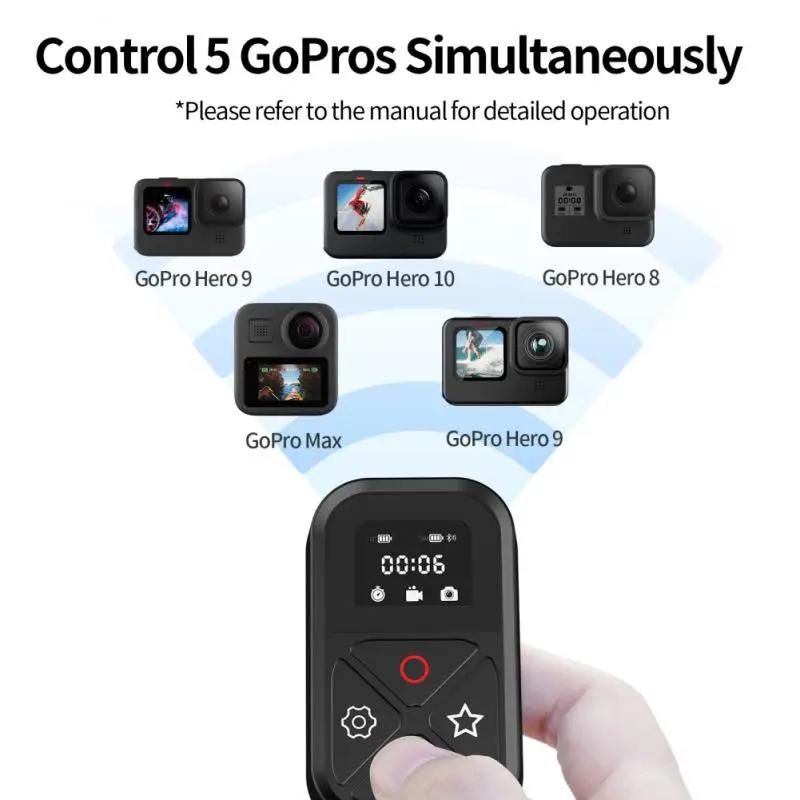 TELESIN mando a distancia para GoPro Hero 10, 9, 8, con pantalla LCD, tecla  de acceso rápido, 80M| | - AliExpress