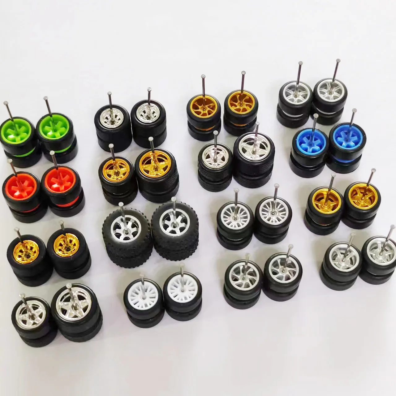 10 Sets 11mm/12mm13mm/14mm 1/64 Alloy Car Wheels Rubber Tires for HW