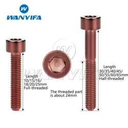 Wanyifa Premium Titanium Bicycle Headset & Brake Screws, Various Sizes - 60mm (Wine Red)