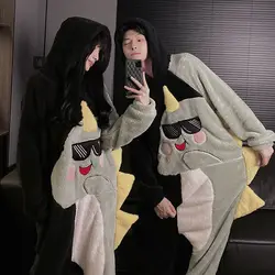 One-piece Pajamas Women's Autumn and Winter Thickened with New Men's Couple Suit Robe Sets Night Gown Sleepwear Women Nightgown