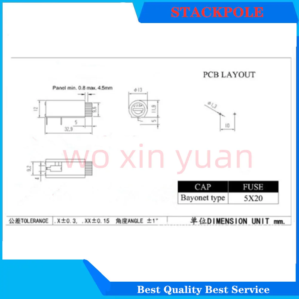 Fuse Holder 5PCS 5*20MM Fuse Holder PTF-45 PTF-50 10A250V 2.5W PCB Panel Mounting Vertical/Horizontal High Temperature Resistance Fuse Boxes