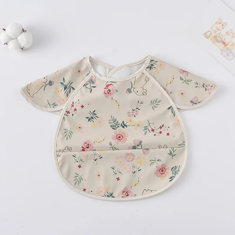 Baby Bibs INS Nordic Style Infant Boy Girl Waterproof Soft PU Bib Meal Protection Feeding Burp Cloth with Pocket Easy Clean 6