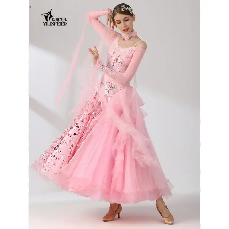 Women Ballroom Dance Dress Waltz Adult Modern Dance Ball Costumes Tango Rumba Clothing